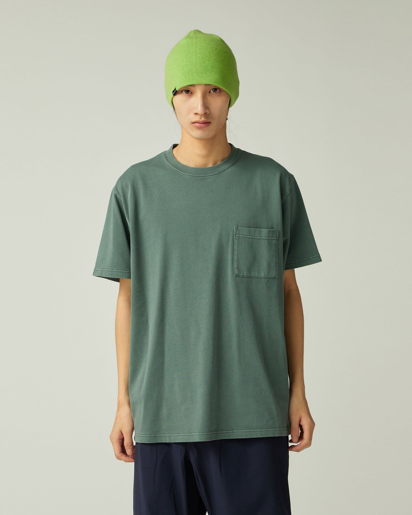 SNOW PEAK GARMENT DYED T-SHIRT - DARK GREEN