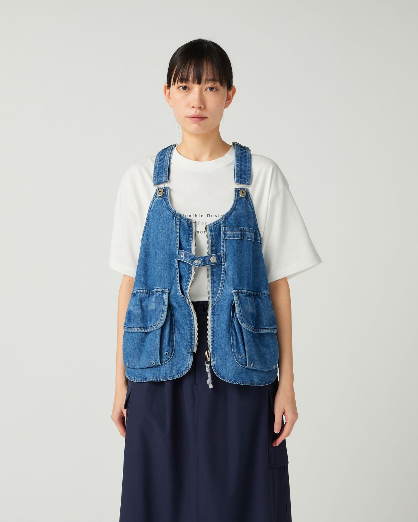 SNOW PEAK TAKIBI DENIM VEST - LIGHT BLUE