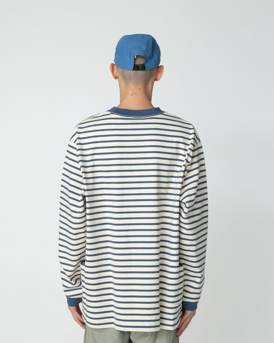 SNOWPEAK RECYCLED HEAVY COTTON LS BORDER T-SHIRT - GREEN