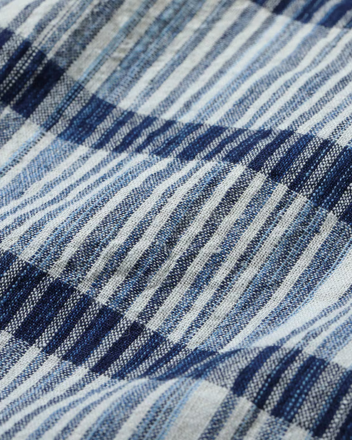 SUGAR CANE FICTION ROMANCE 5oz. INDIGO CHECK WORK SHIRT - OFF WHITE