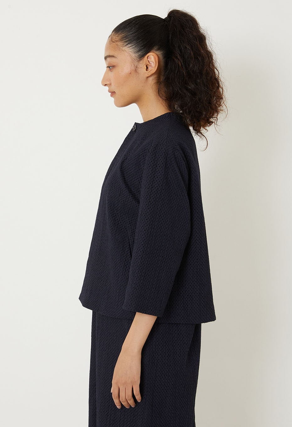 BLUE BLUE JAPAN WOMEN'S WOVEN LACE 1B JACKET - DARK NAVY