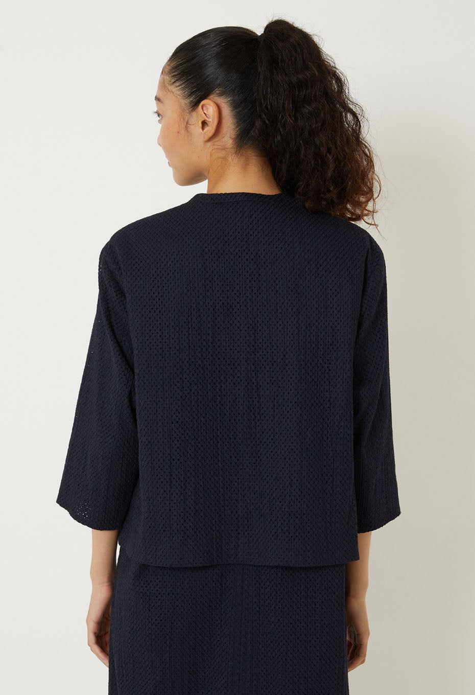 BLUE BLUE JAPAN WOMEN'S WOVEN LACE 1B JACKET - DARK NAVY