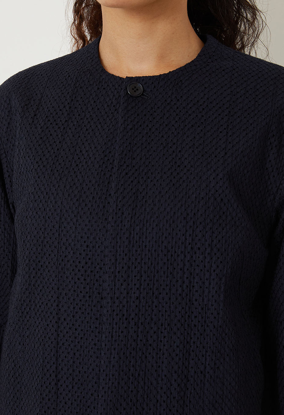 BLUE BLUE JAPAN WOMEN'S WOVEN LACE 1B JACKET - DARK NAVY