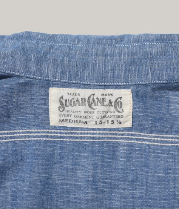 SUGAR CANE 'FICTION ROMANCE' 4.3oz SLUB CHAMBRAY L/S WORK SHIRT