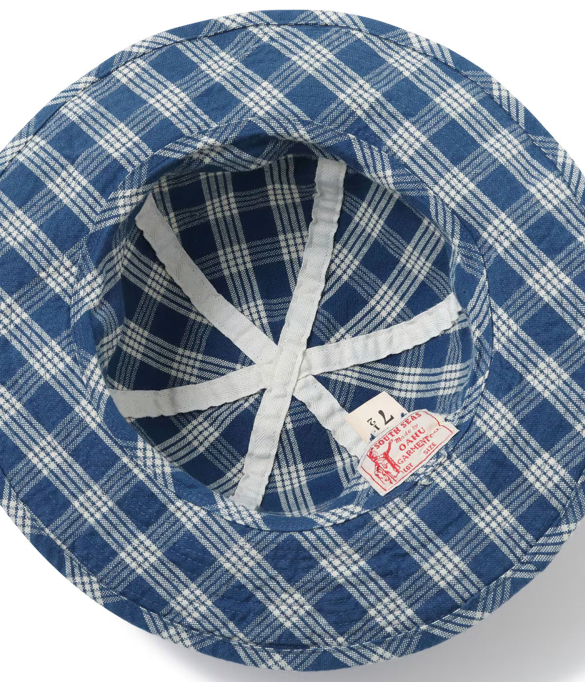 SUN SURF - OAHU GARMENT 10oz. PALAKA CHECK HAT - BLUE/ WHITE