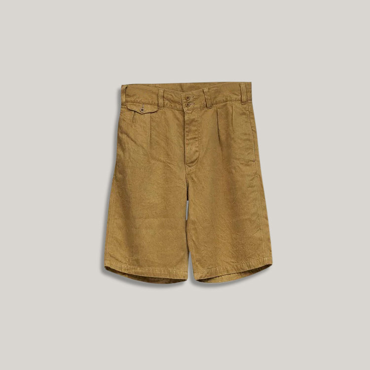 NIGEL CABOURN MAINLINE DESERT SHORT HEMP DENIM -  KHAKI