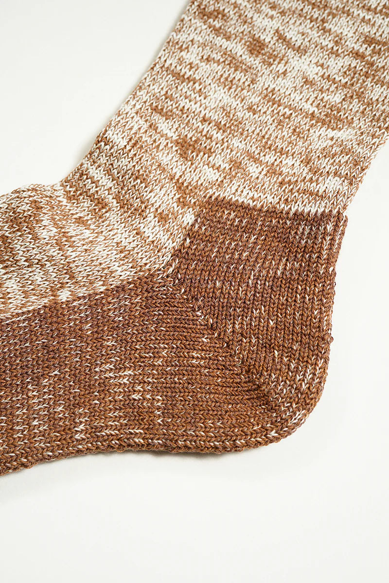 NIGEL CABOURN TWO TONE SOCKS - DARK BROWN
