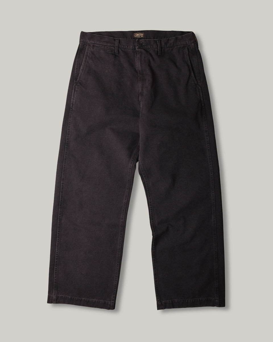 SUGARCANE COTTON DUCK WIDE TROUSERS - BLACK
