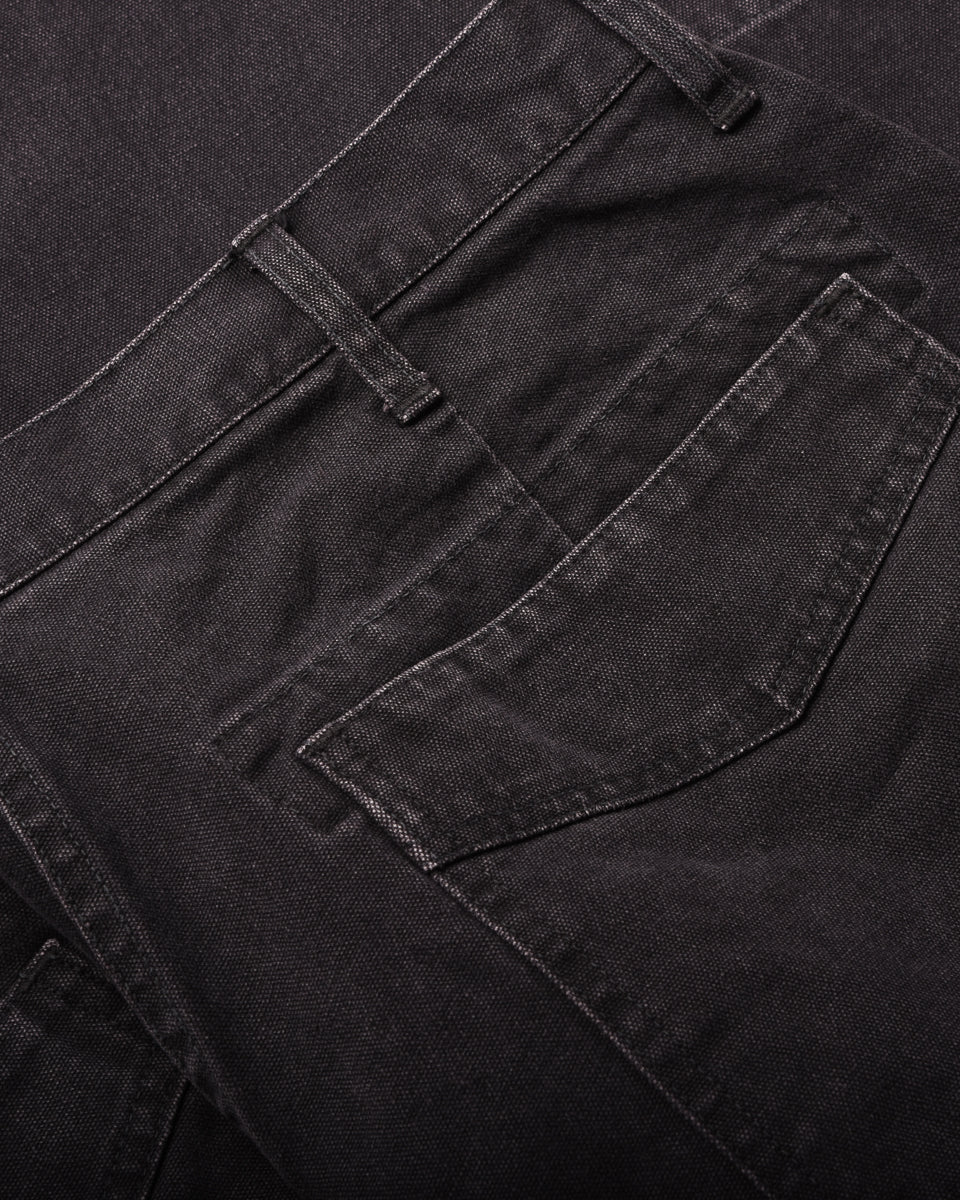 SUGARCANE COTTON DUCK WIDE TROUSERS - BLACK