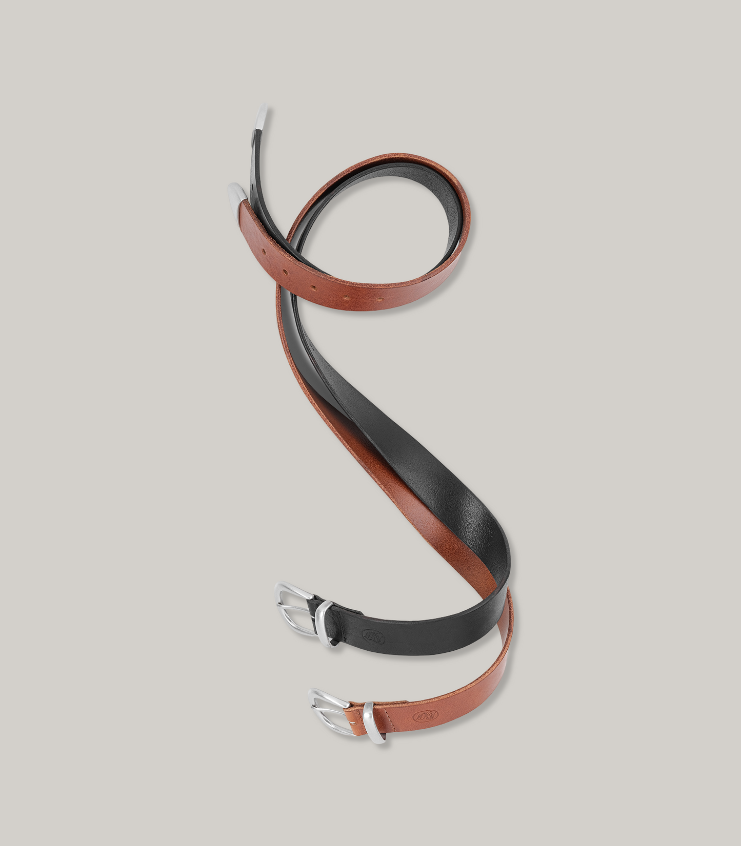 KNICKERBOCKER WESTERN BRIDLE LEATHER BELT SLIM - BLACk