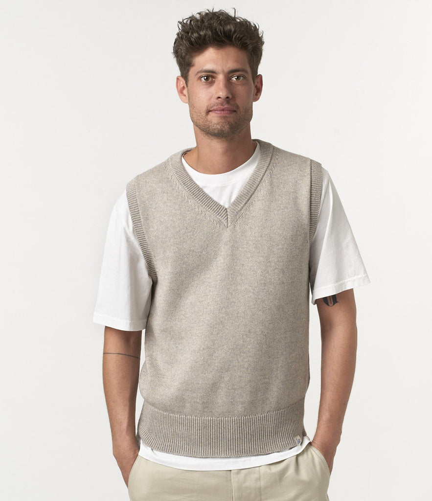 MERZ B. SCHWANEN RCVE01 OVERSIZED VEST - GREY MELANGE
