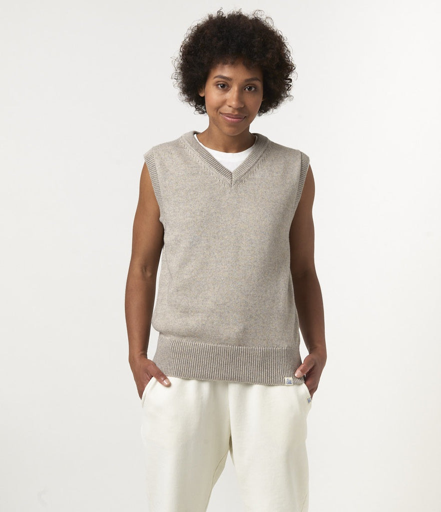 MERZ B. SCHWANEN RCVE01 OVERSIZED VEST - GREY MELANGE