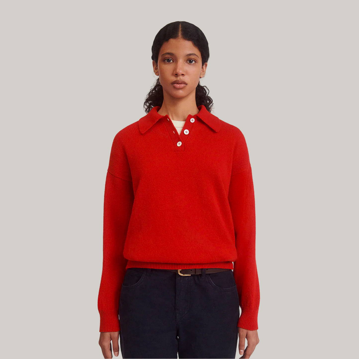 &DAUGHTER EDITH PLAIN POLO - POPPY RED
