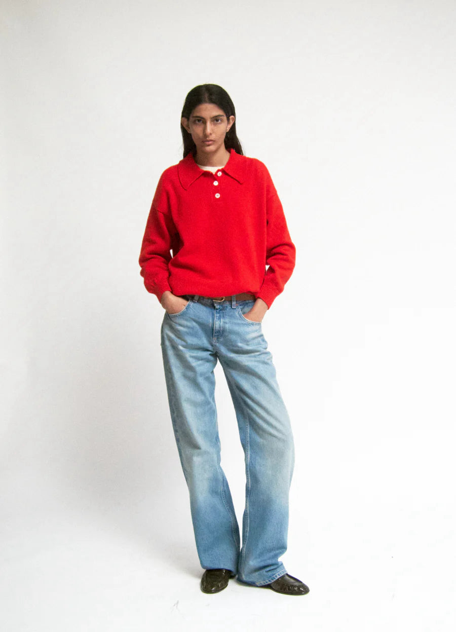 &DAUGHTER EDITH PLAIN POLO - POPPY RED