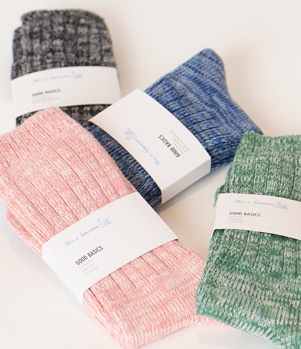 MERZ B. SCHWANEN GS07 MELANGE SOCKS - PEACH/ NATURE