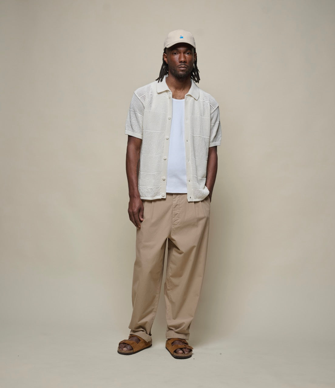 MERZ B. SCHWANEN CROCHET KNIT SHIRT - NATURE