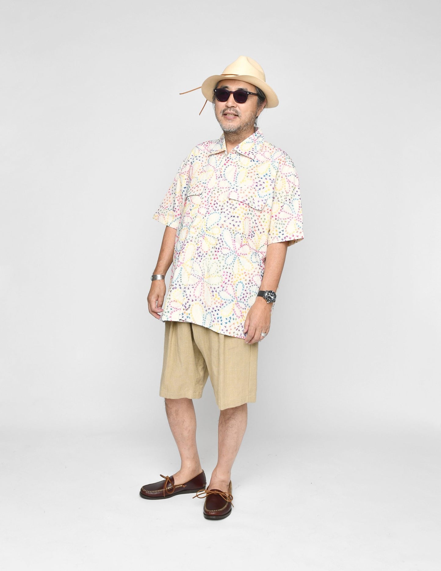 MONITALY 50's MILANO SHIRT S/S - X STITCH FLOWER RAINBOW