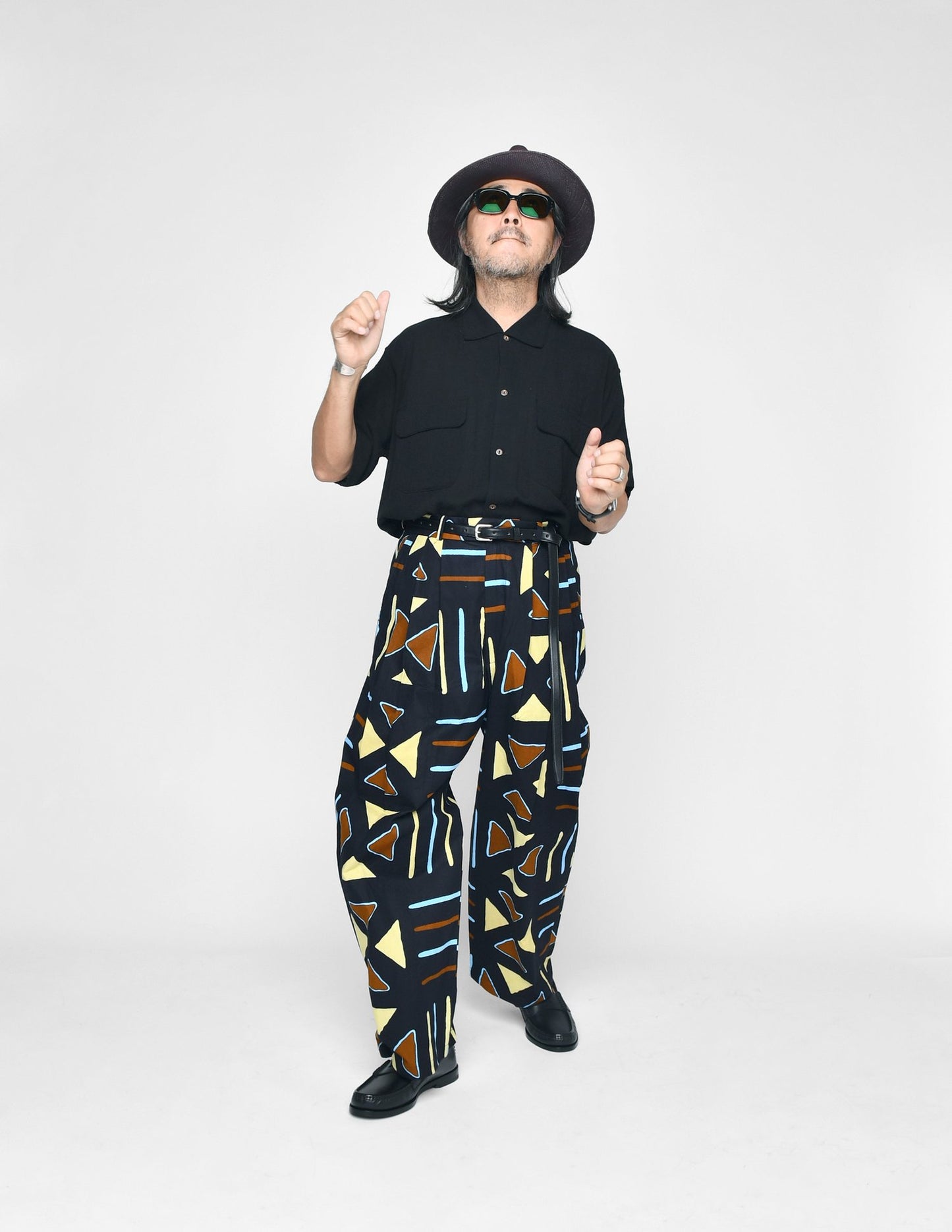 MONITALY TRIPLE TUCK WIDE PANTS - AFRICAN WAX BLOCK PRINT DAVE