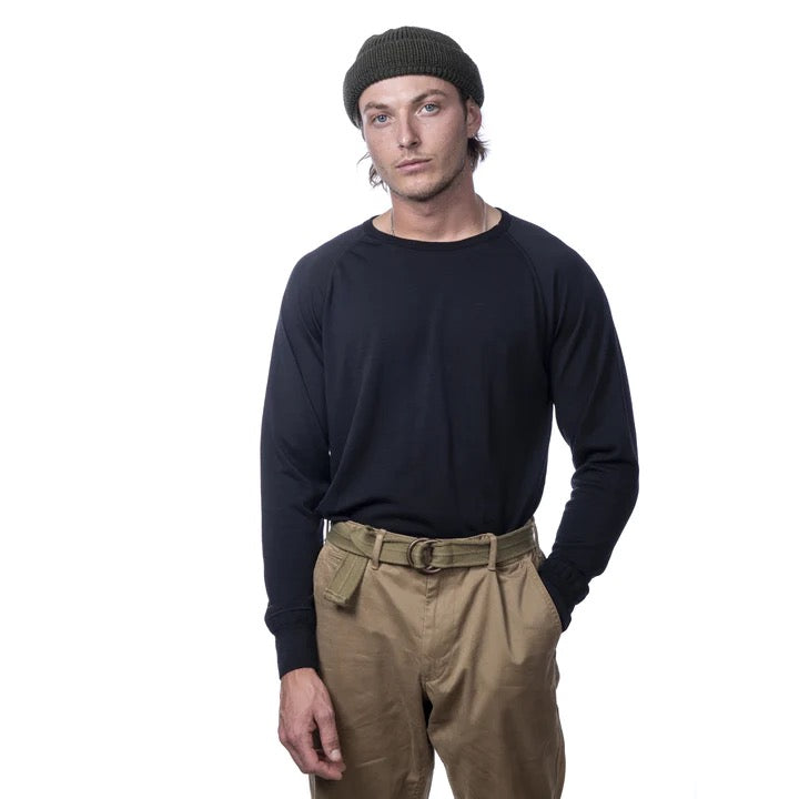 HEIMAT MERINO RAGLAN LONG SLEEVE - SCHWARZ