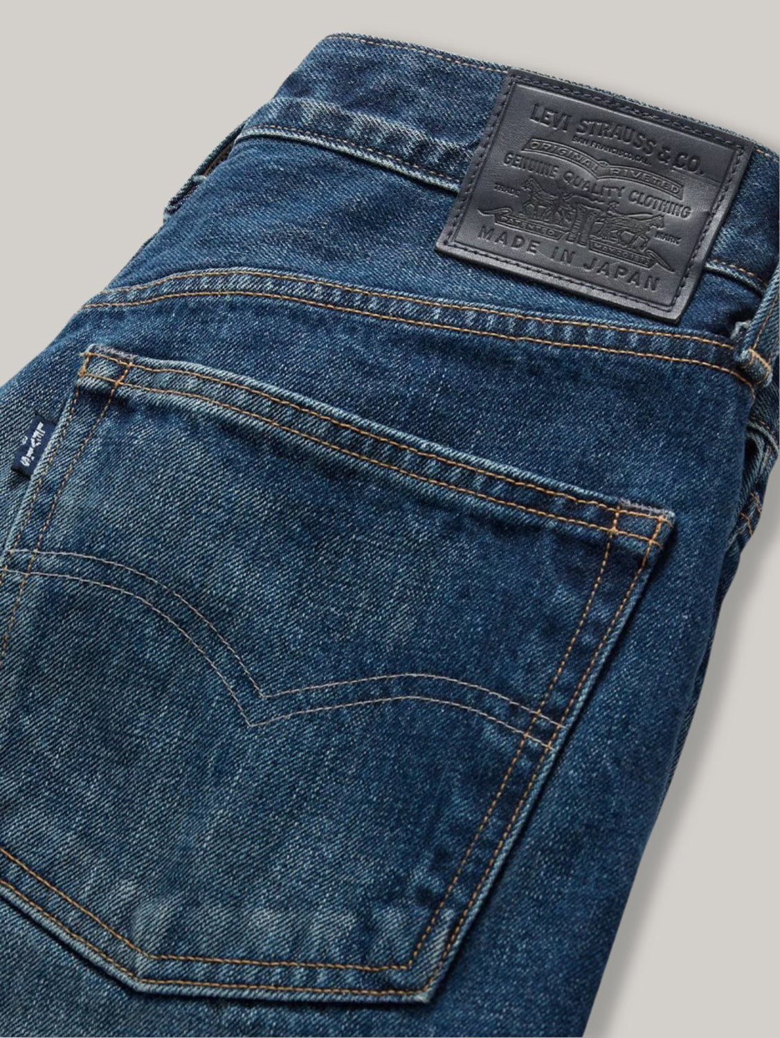 LEVI'S 'MADE IN JAPAN' BARREL JEANS - SENGAI MEDIUM WORN IN