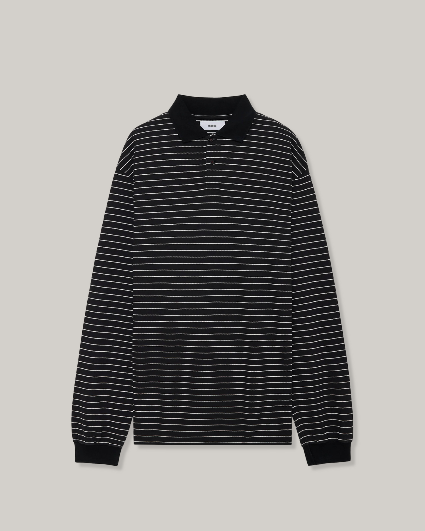 MARKA TWO BUTTON L/S POLO - BLACK x WHITE