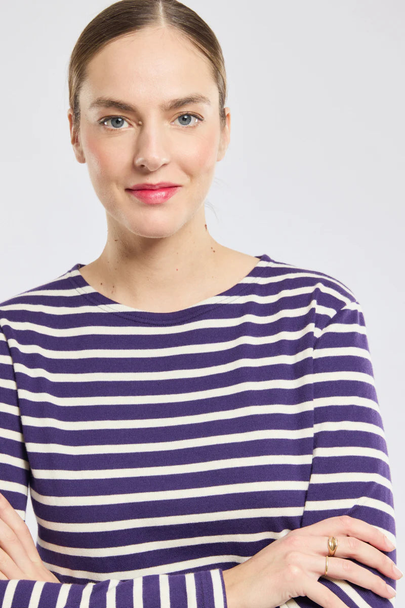 ARMOR LUX LADIES HERITAGE BRETON SHIRT L/S - MELANZANA/ NATURE