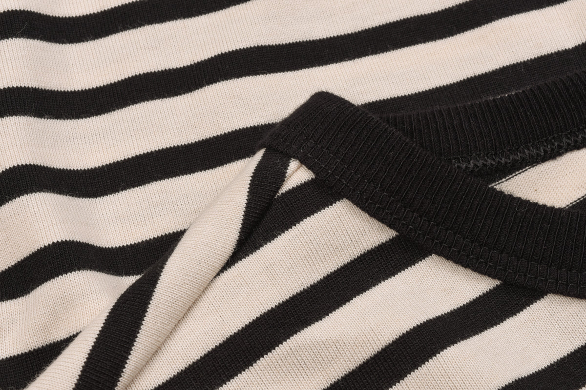 MERZ B. SCHWANEN 2M18 LONG SLEEVE STRIPE TEE - CHARCOAL/NATURAL