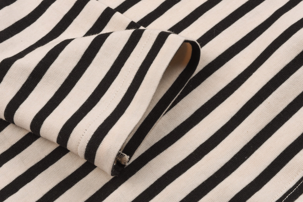 MERZ B. SCHWANEN 2M18 LONG SLEEVE STRIPE TEE - CHARCOAL/NATURAL