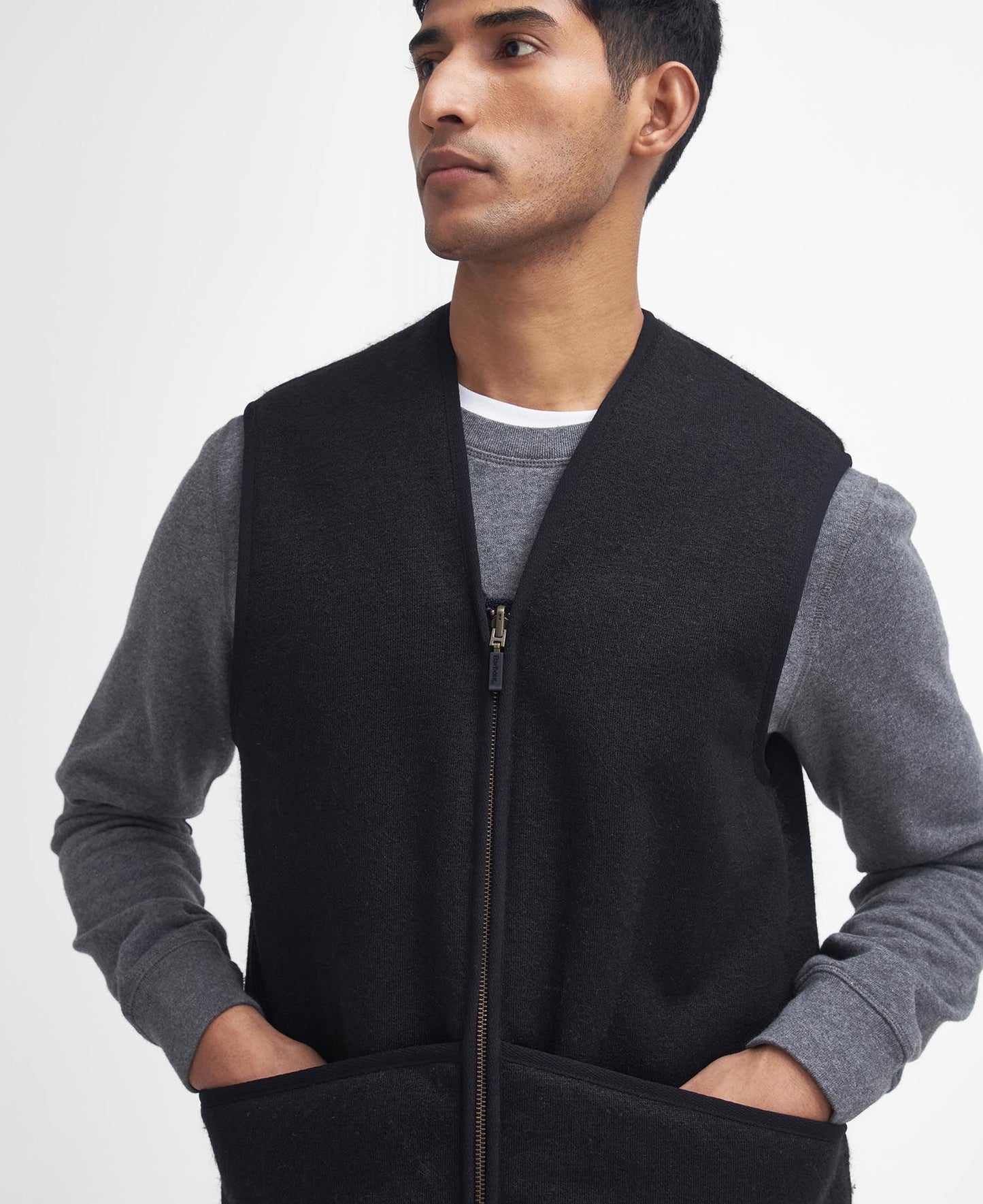 BARBOUR WARM PILE ZIP JACKET LINER - BLACK