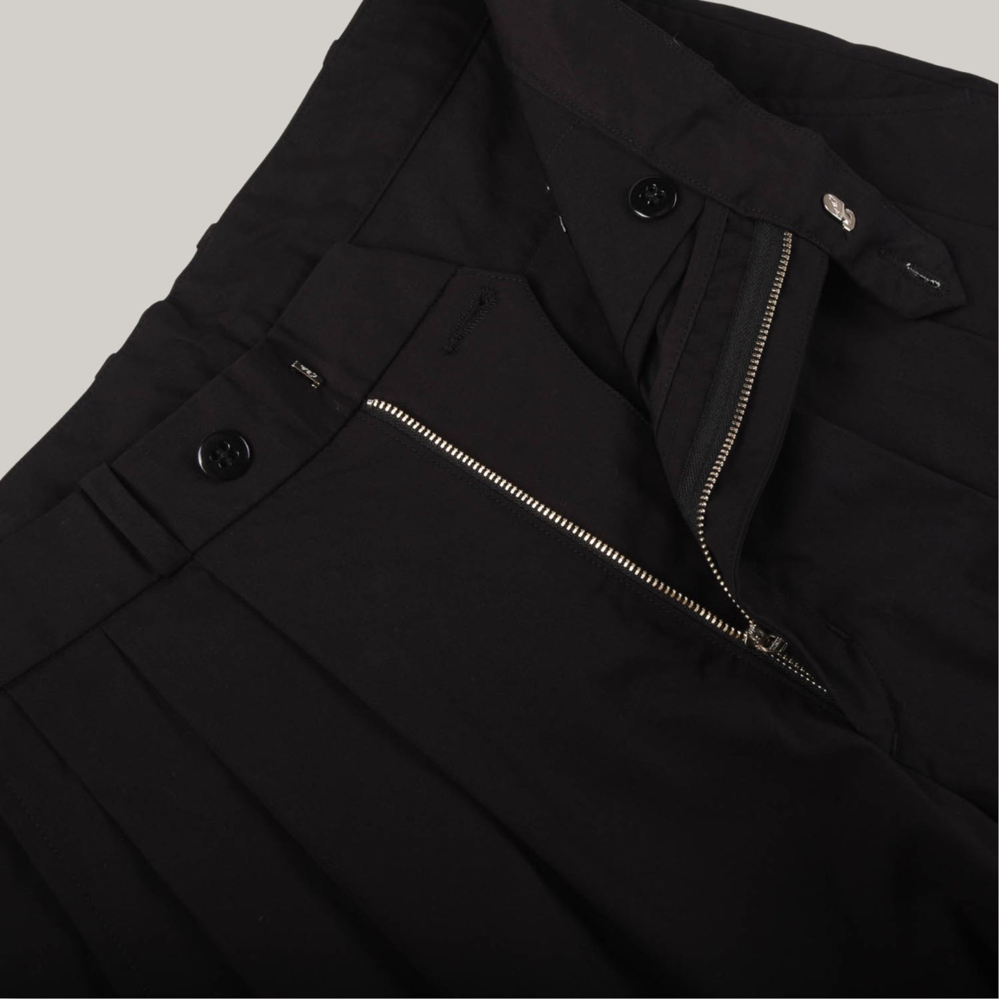 MONITALY TRIPLE TUCK WIDE PANTS - VANCLOTH OXFORD BLACK