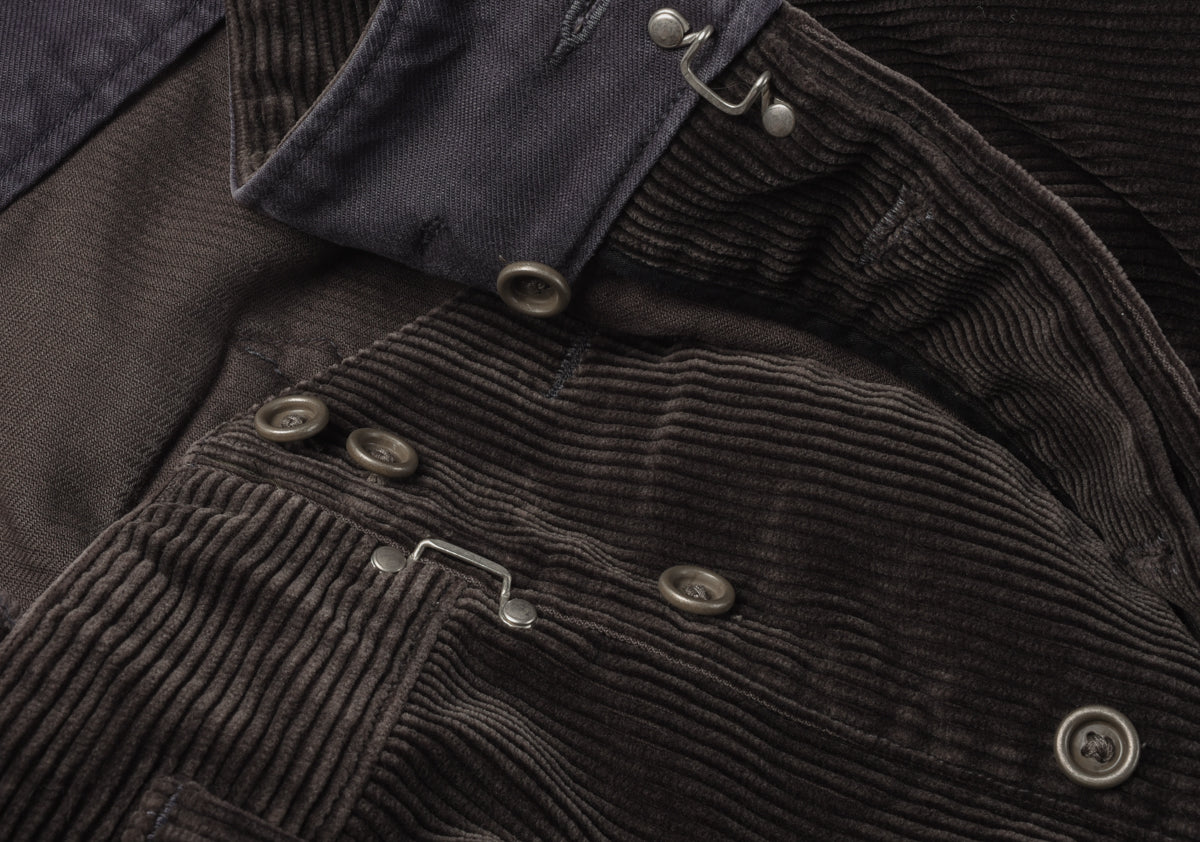 NIGEL CABOURN FRENCH WORK PANT 8W CORD VINTAGE - CHARCOAL GREY