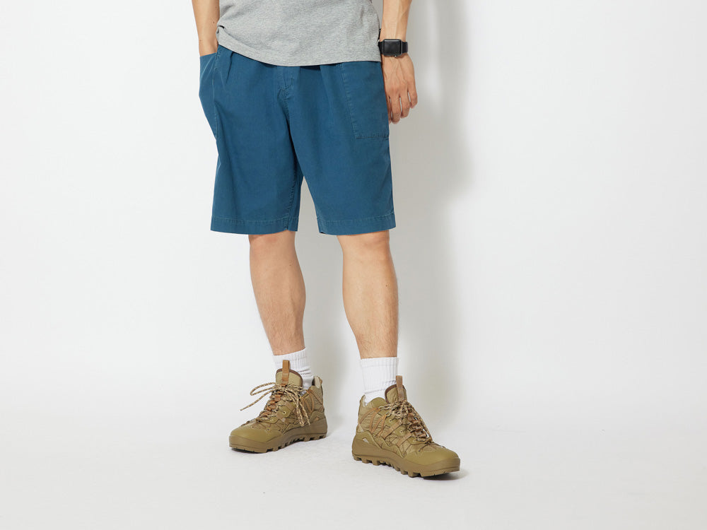 SNOW PEAK NATURAL DYED RECYCLED COTTON SHORTS - BLUE