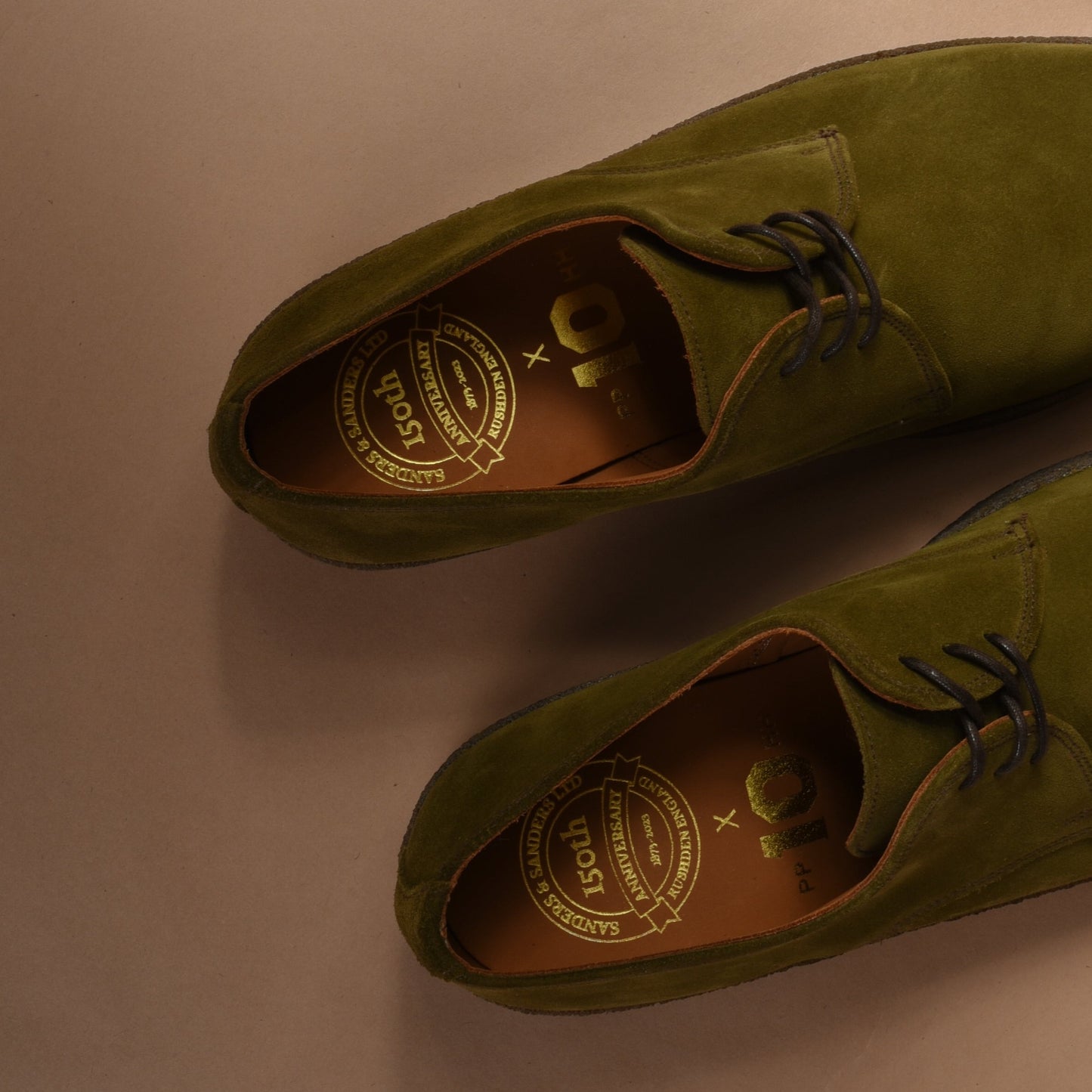 PPHH x SANDERS MENS BRIT GIBSON SHOE - MOSS SUEDE