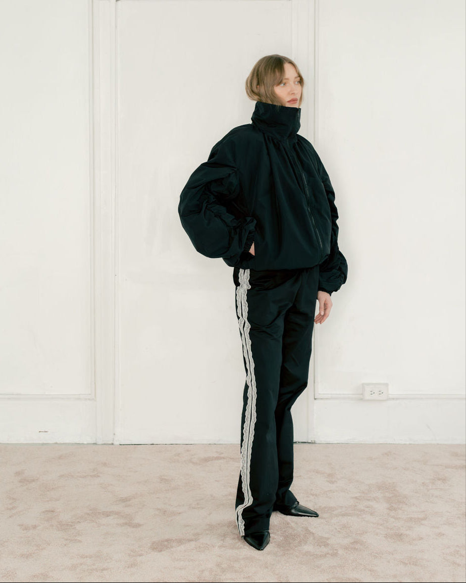 A BRONZE AGE PHOEBE BOMBER - BLACK NYLON
