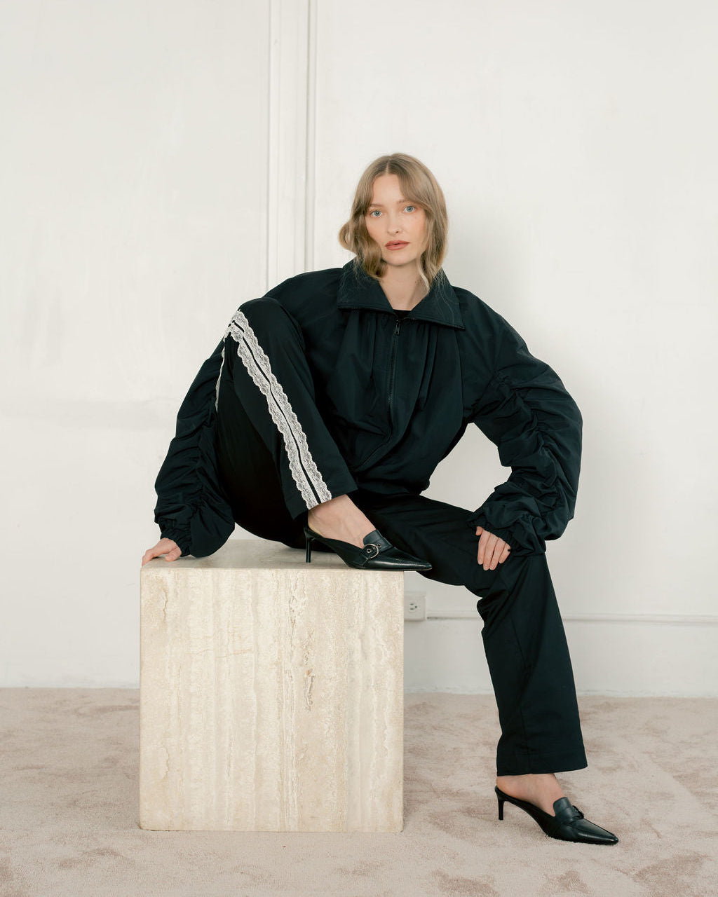 A BRONZE AGE PHOEBE BOMBER - BLACK NYLON