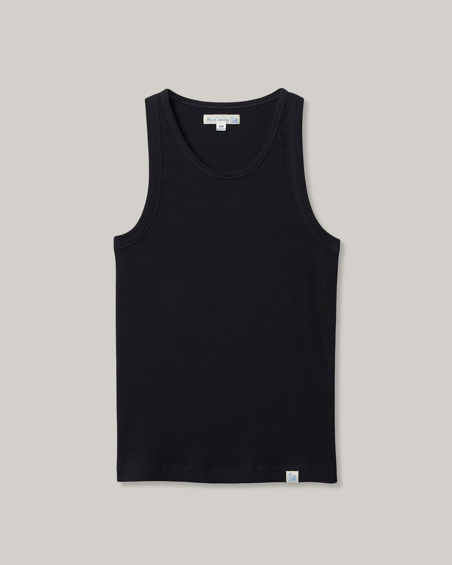 MERZ B. SCHWANEN ICONIC RIBBED TANK TOP - DEEP BLACK