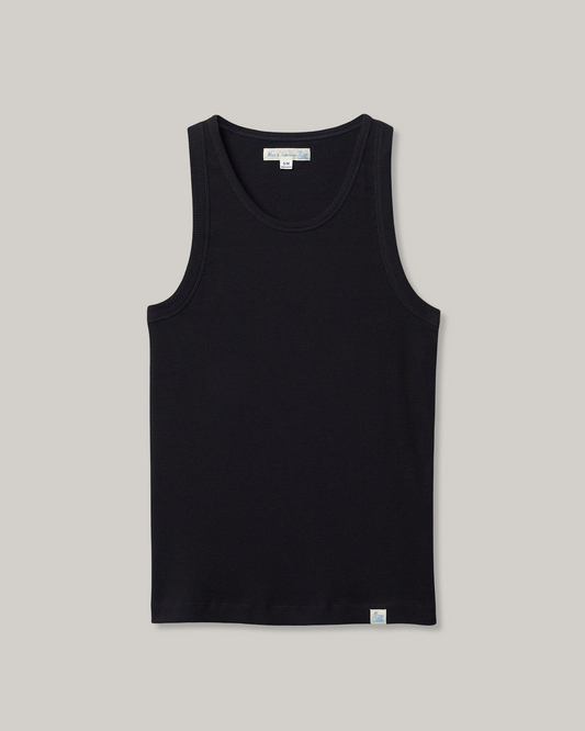 MERZ B. SCHWANEN ICONIC RIBBED TANK TOP - DEEP BLACK