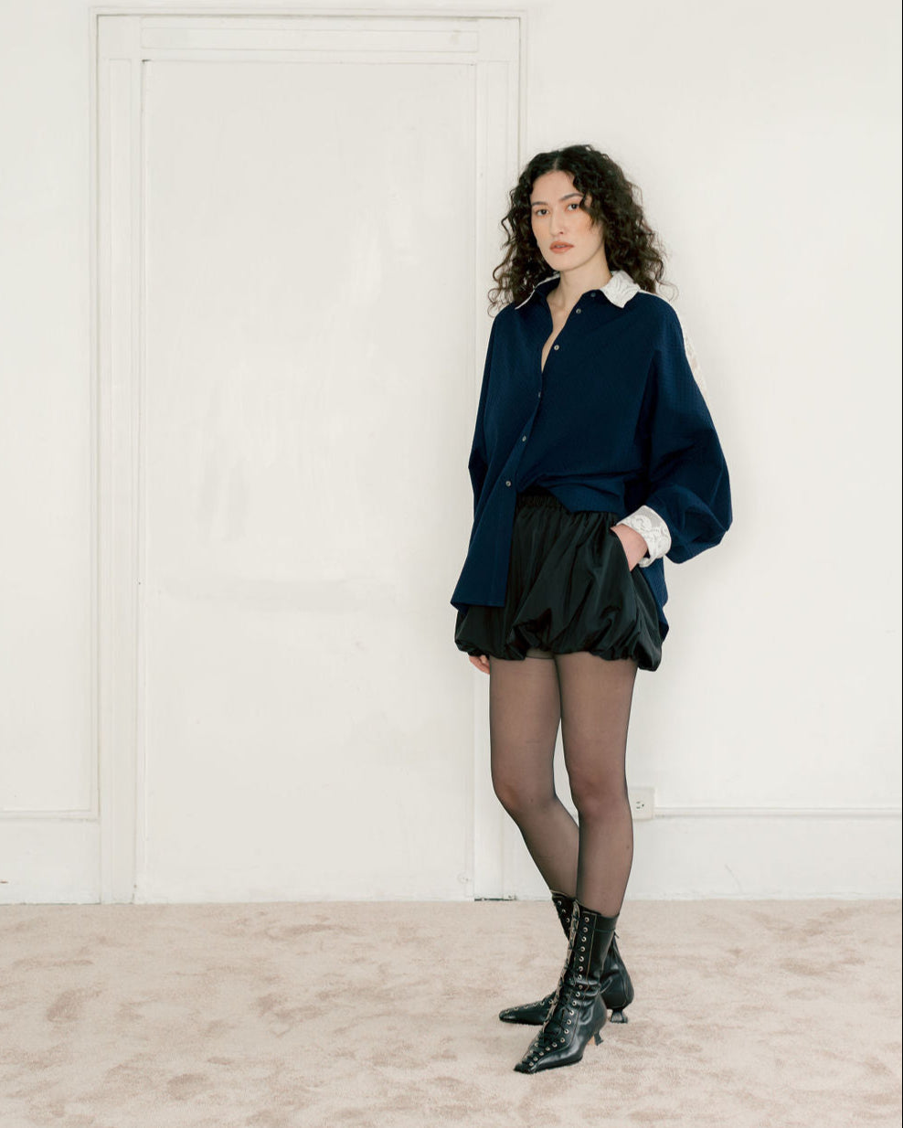 A BRONZE AGE ROBBIE SHIRT - NAVY - TABITHA