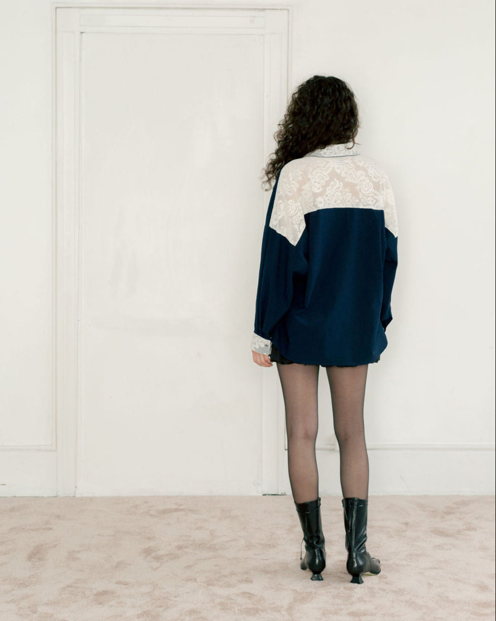 A BRONZE AGE ROBBIE SHIRT - NAVY - TABITHA