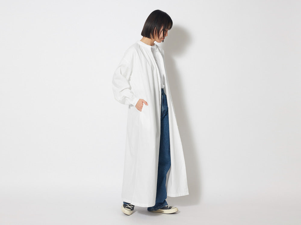 SNOW PEAK OG COTTON POPLIN SHIRT DRESS - WHITE