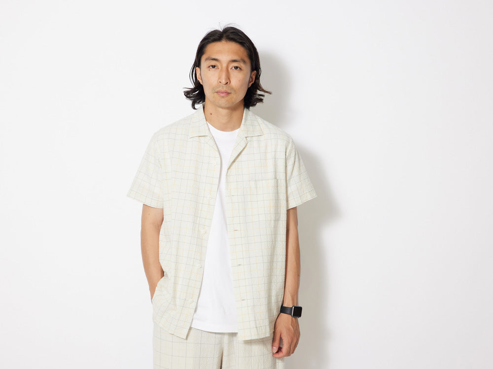 SNOW PEAK CO/PE WASHER CHECK SHIRT - ECRU