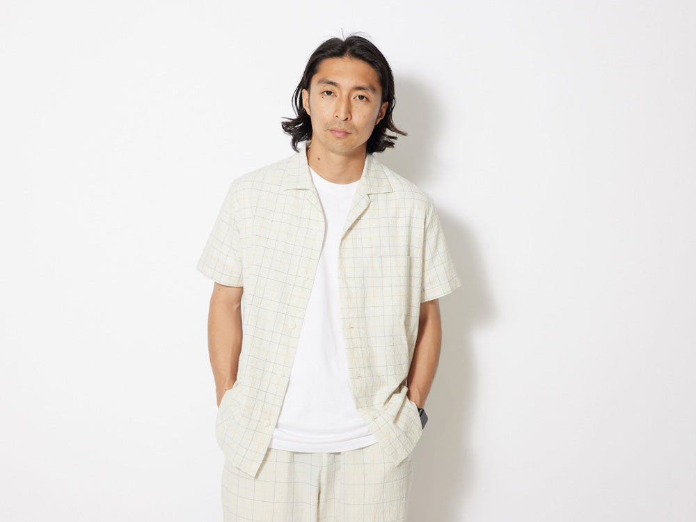SNOW PEAK CO/PE WASHER CHECK SHIRT - ECRU