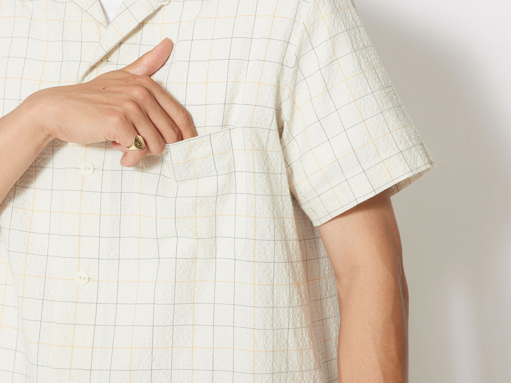 SNOW PEAK CO/PE WASHER CHECK SHIRT - ECRU
