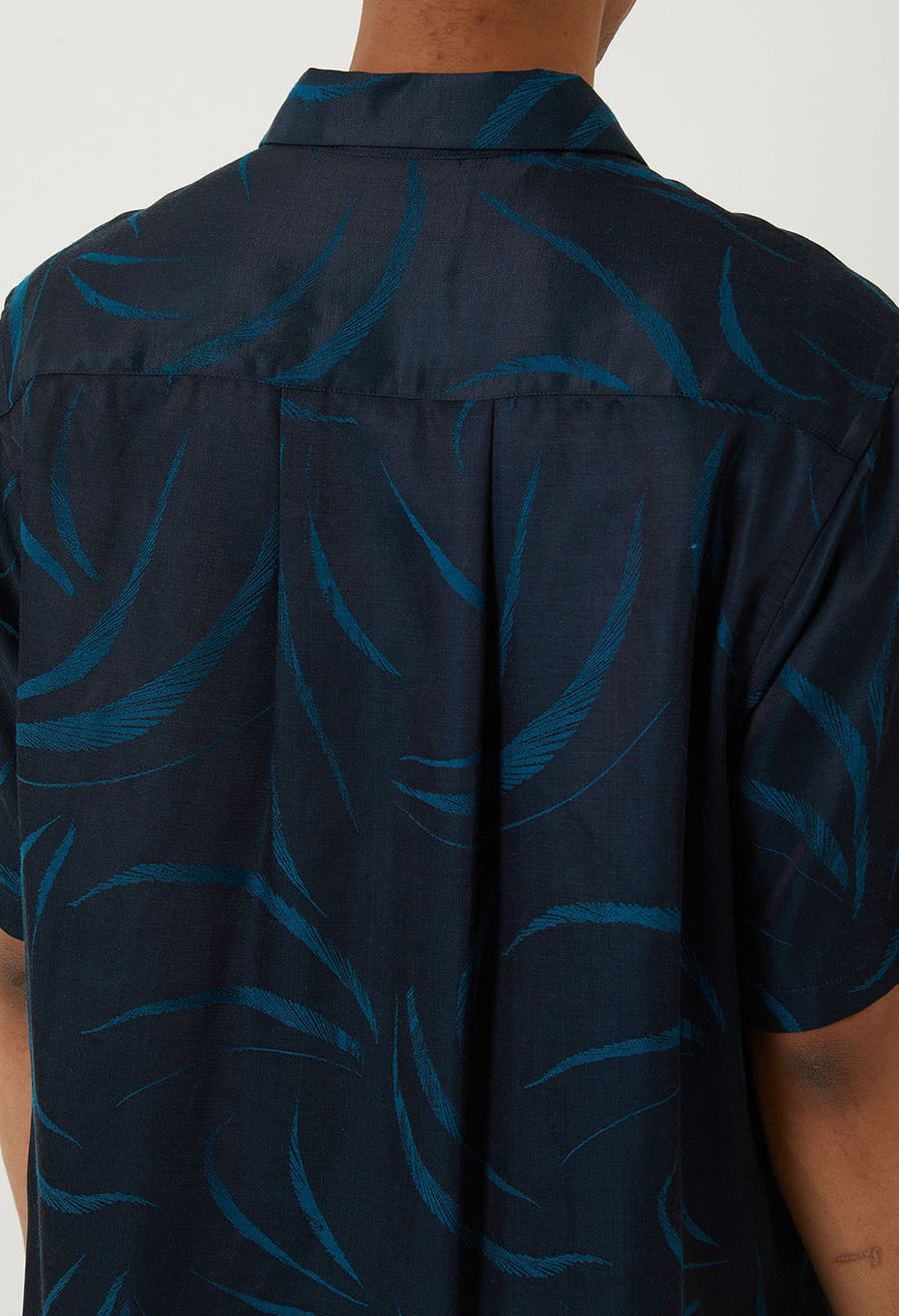 BLUE BLUE JAPAN MEBUKI SATIN OPEN COLLAR SS SHIRT - DARK NAVY