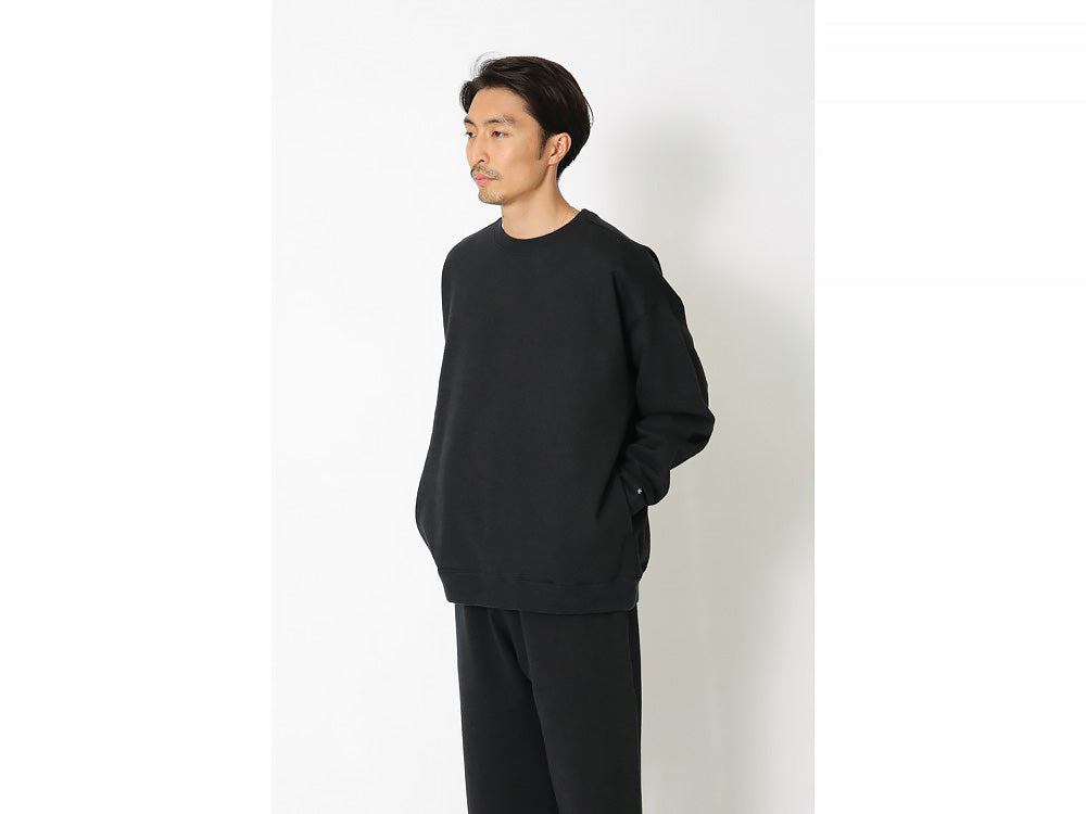 SNOW PEAK RECYCLED COTTON SWEAT CREWNECK - BLACK
