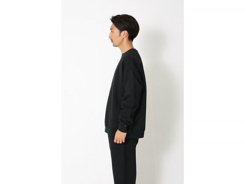 SNOW PEAK RECYCLED COTTON SWEAT CREWNECK - BLACK