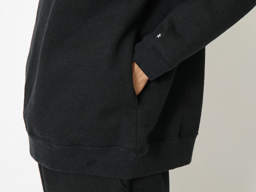 SNOW PEAK RECYCLED COTTON SWEAT CREWNECK - BLACK