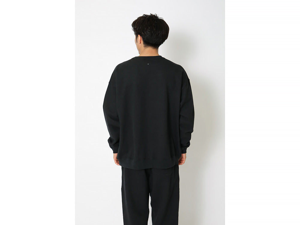 SNOW PEAK RECYCLED COTTON SWEAT CREWNECK - BLACK