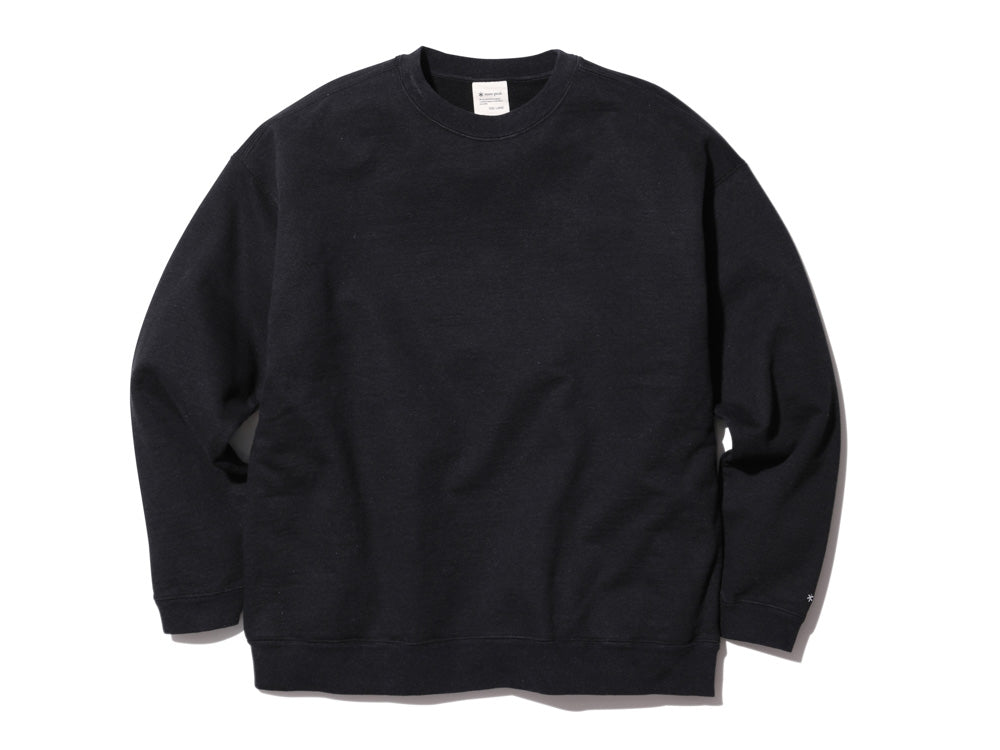 SNOW PEAK RECYCLED COTTON SWEAT CREWNECK - BLACK