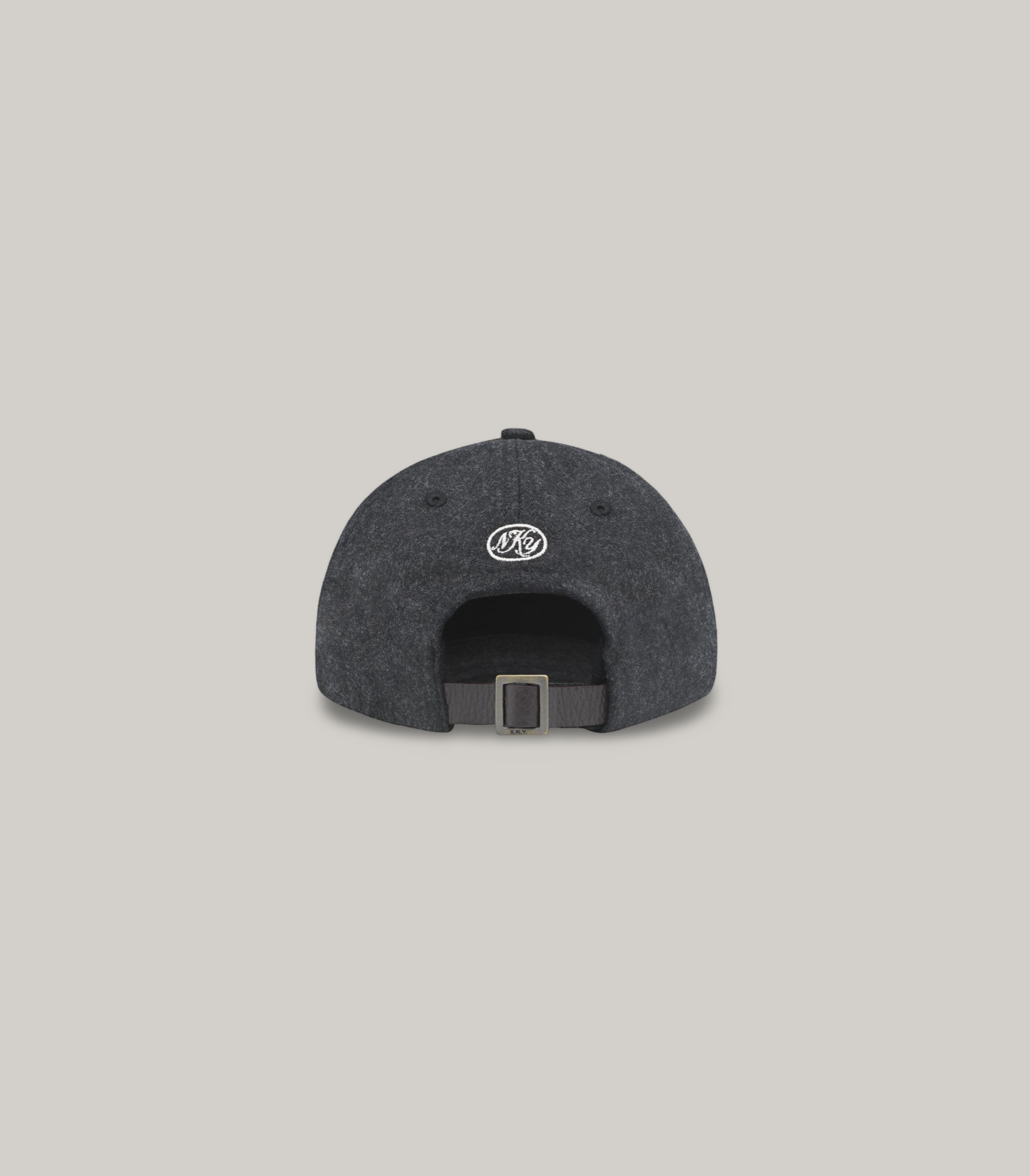 KNICKERBOCKER SCRIPT VIRGIN WOOL CAP - CHARCOAL